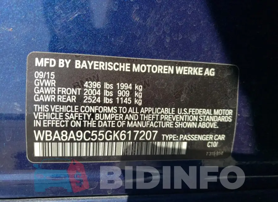 WBA8A9C55GK617207 Photo# 12