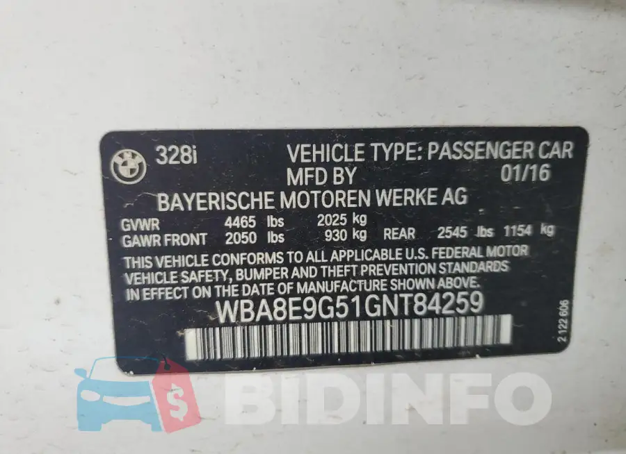 WBA8E9G51GNT84259 Photo# 12