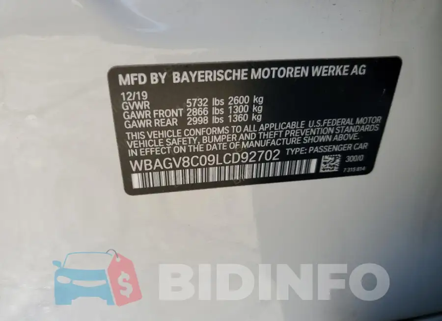 WBAGV8C09LCD92702 Photo# 13