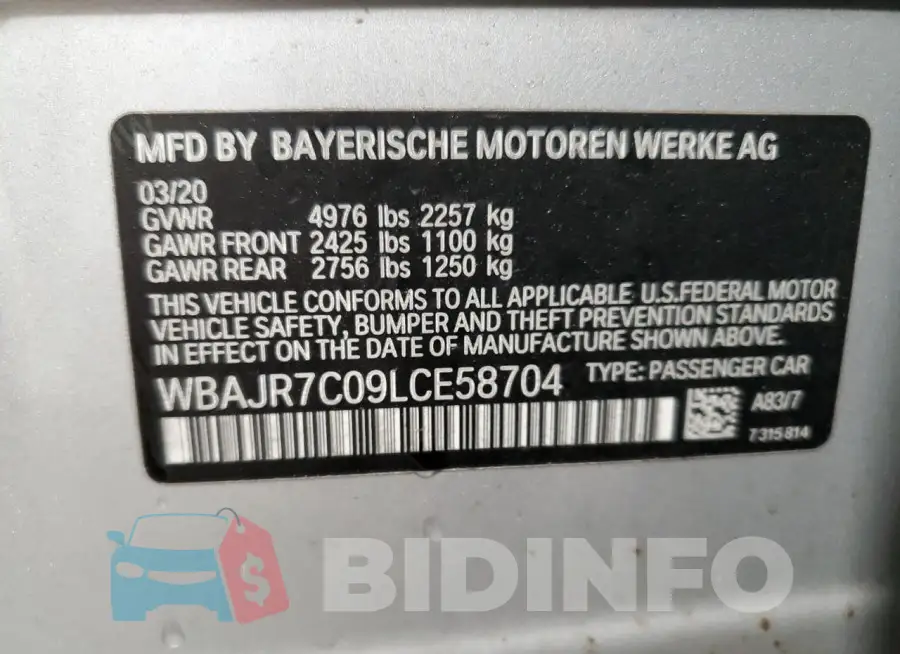 WBAJR7C09LCE58704 Photo# 12