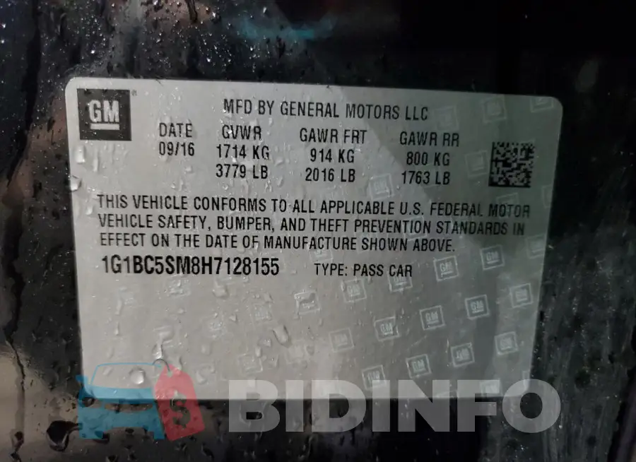 1G1BC5SM8H7128155 Photo# 12