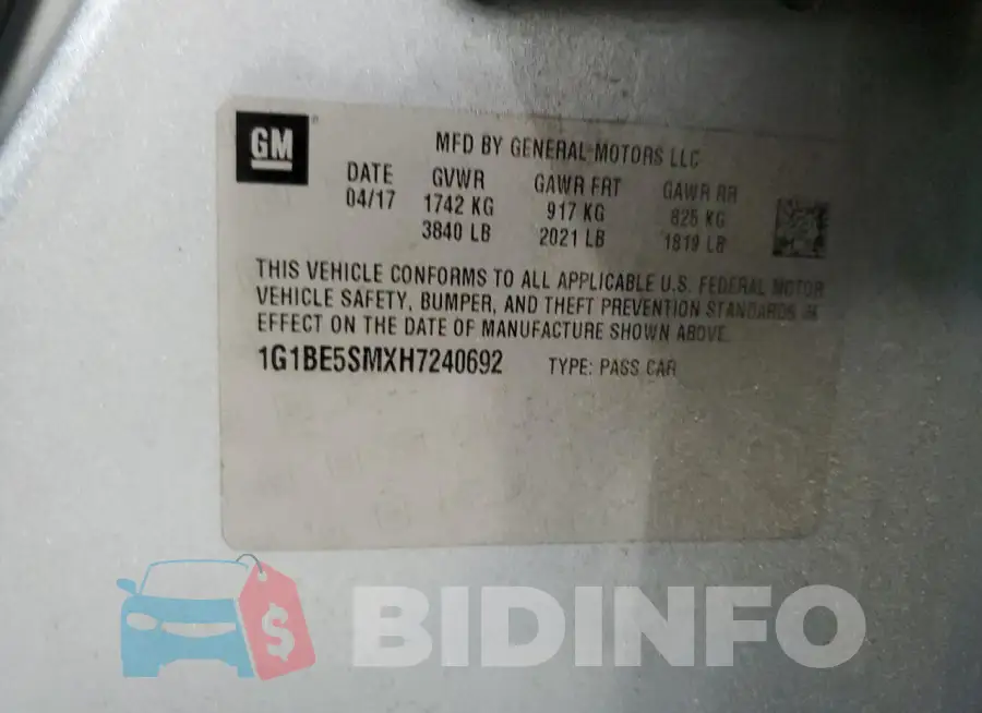 1G1BE5SMXH7240692 Photo# 13