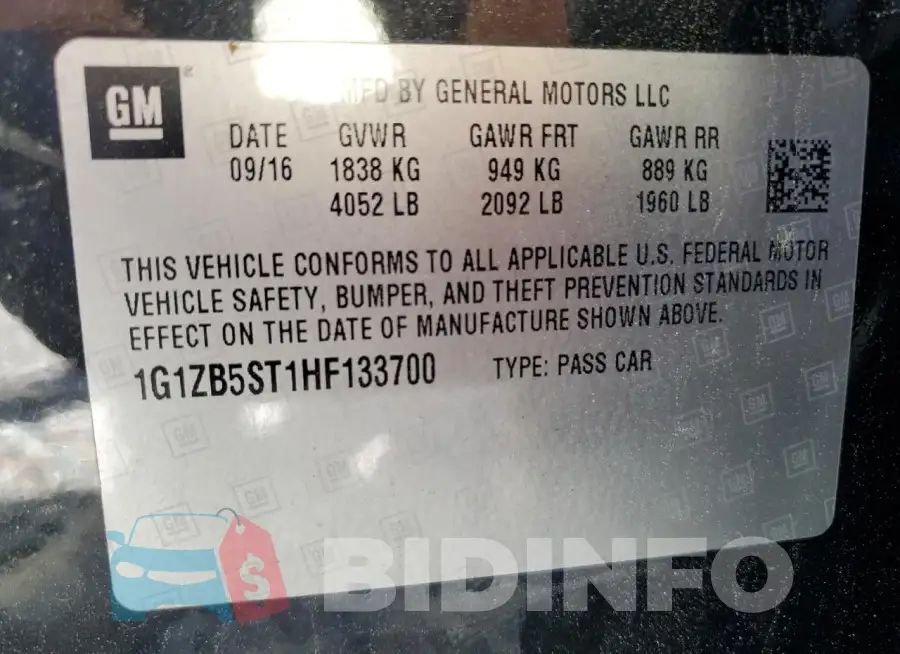 1G1ZB5ST1HF133700 Photo# 12