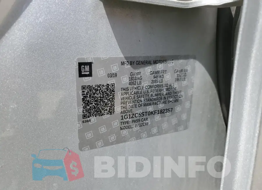 1G1ZC5ST0KF182357 Photo# 12