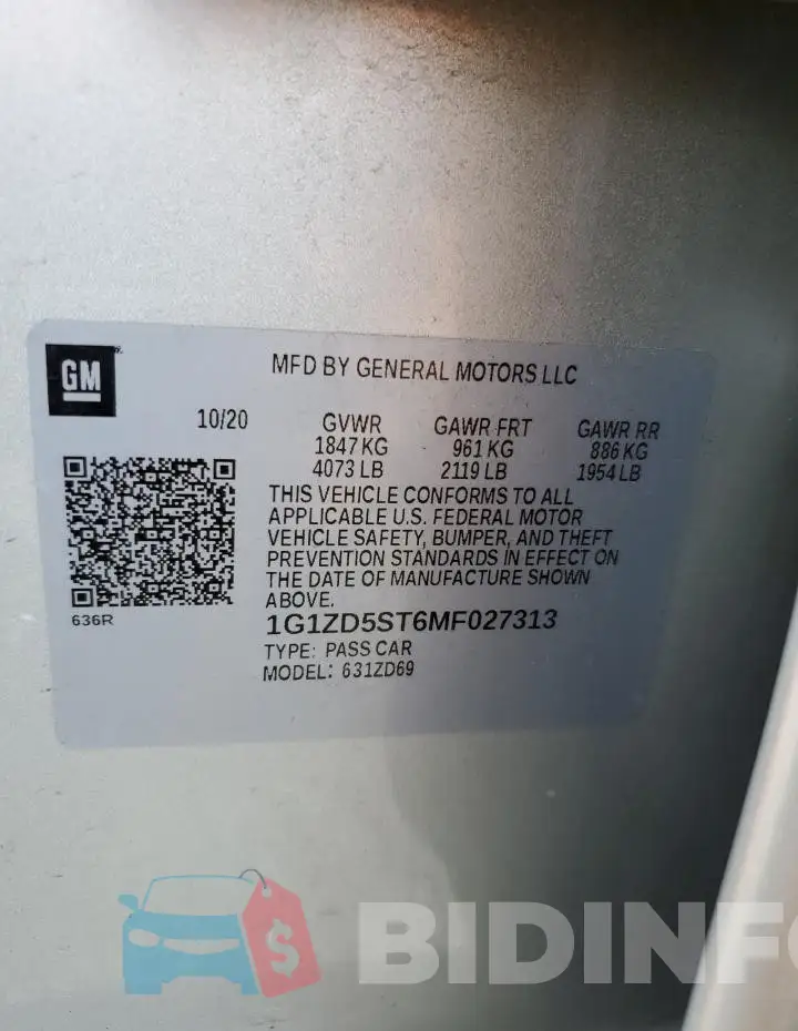 1G1ZD5ST6MF027313 Photo# 12