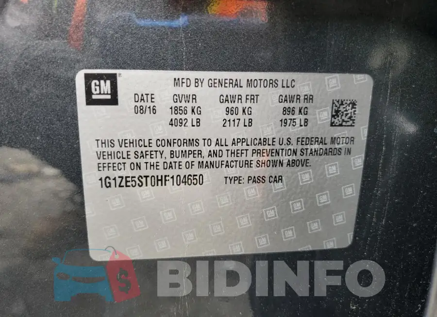 1G1ZE5ST0HF104650 Photo# 12