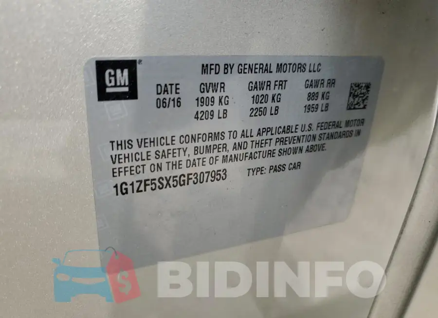 1G1ZF5SX5GF307953 Photo# 12