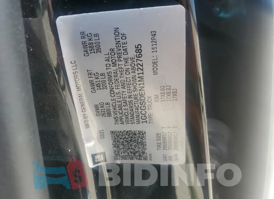 1GCGSDEN1M1227685 Photo# 13