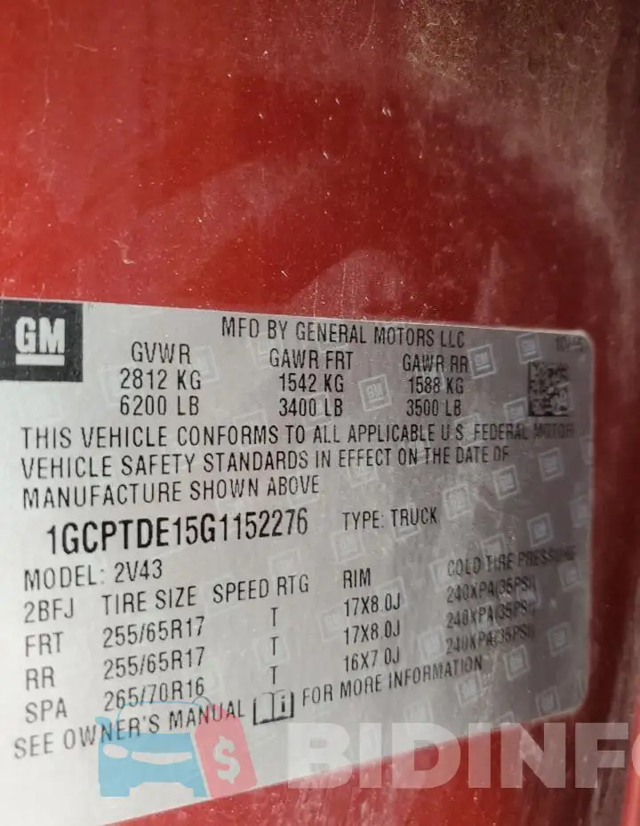 1GCPTDE15G1152276 Photo# 12