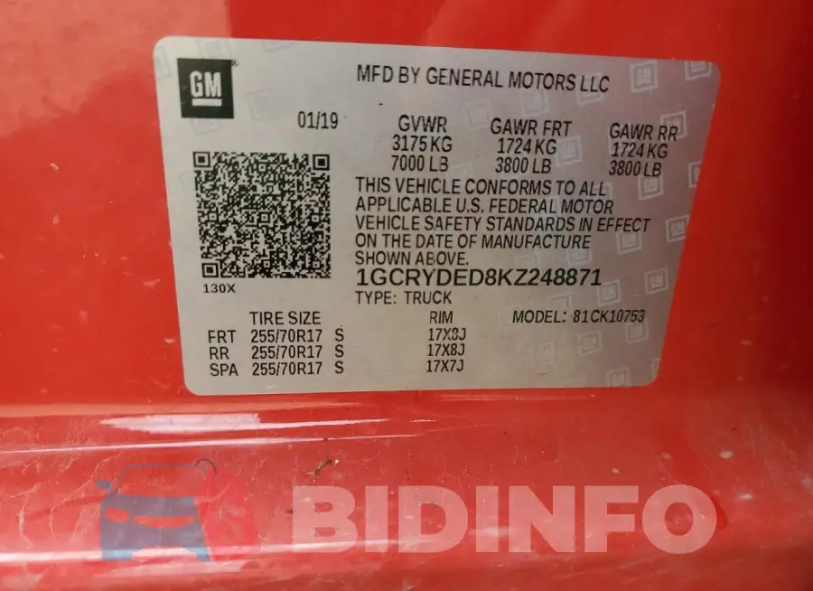 1GCRYDED8KZ248871 Photo# 13