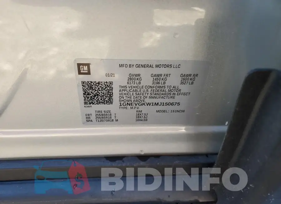 1GNEVGKW1MJ150675 Photo# 14 1GNEVGKW1MJ150675 Photo# 14