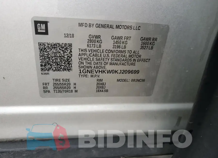 1GNEVHKW0KJ209699 Photo# 14