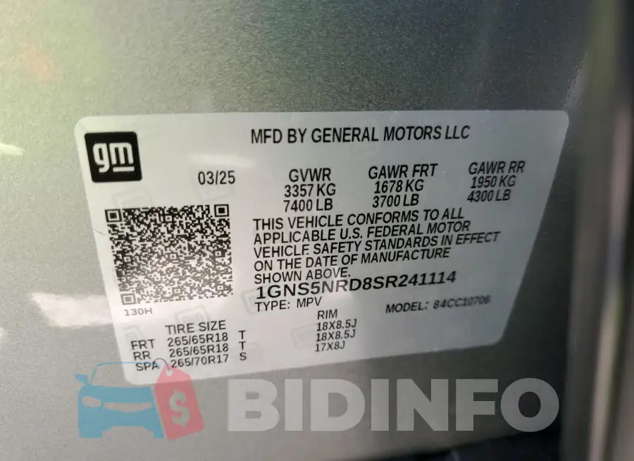1GNS5NRD8SR241114 Photo# 13