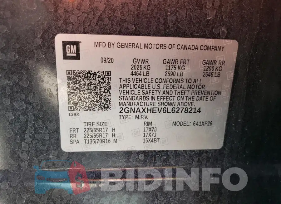 2GNAXHEV6L6278214 Photo# 13