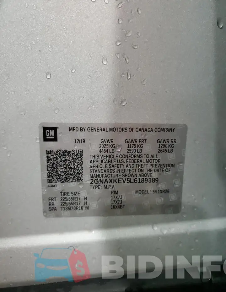 2GNAXKEV5L6189389 Photo# 13