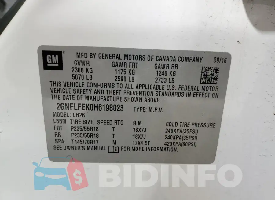 2GNFLFEK0H6198023 Photo# 13