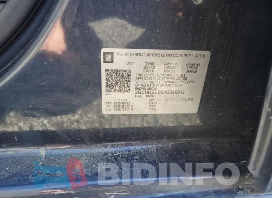 3GCUKSEC9JG326841 Photo# 12
