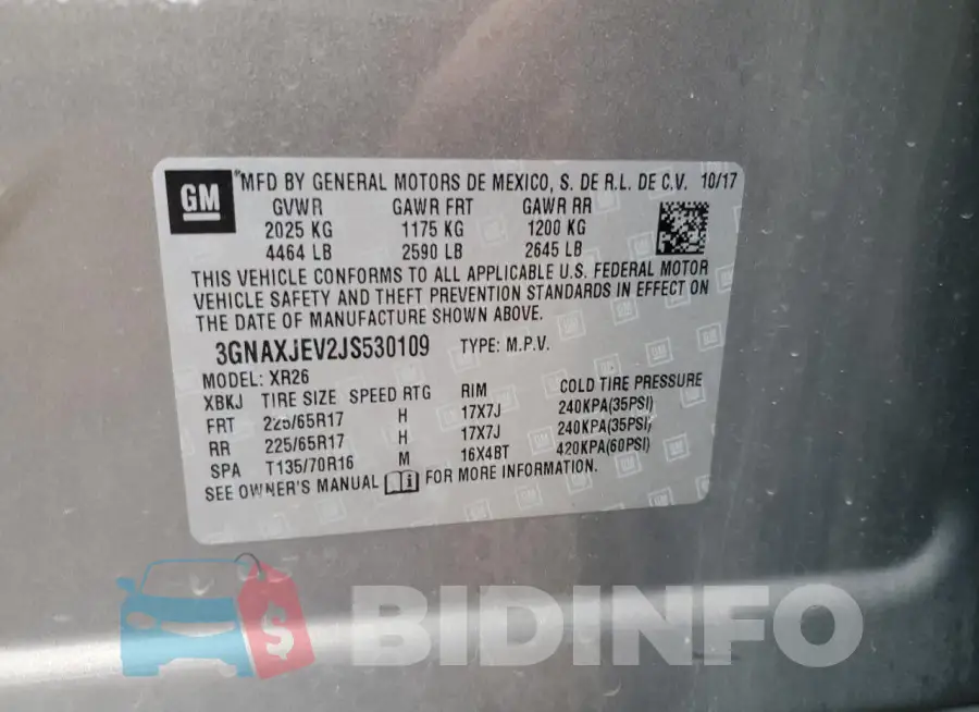 3GNAXJEV2JS530109 Photo# 13