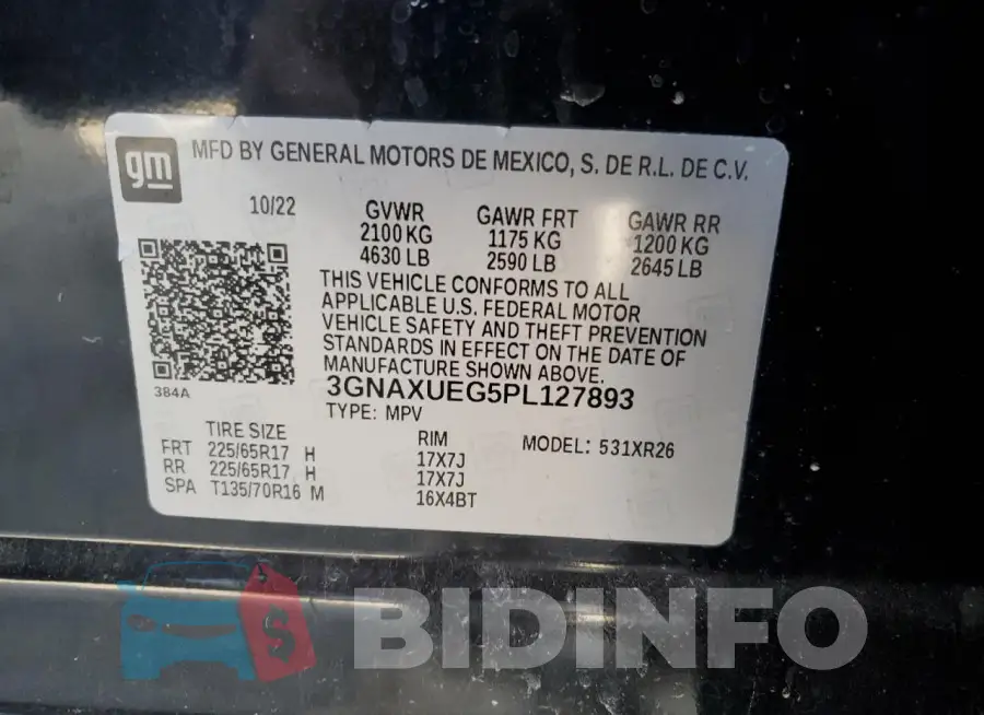 3GNAXUEG5PL127893 Photo# 12
