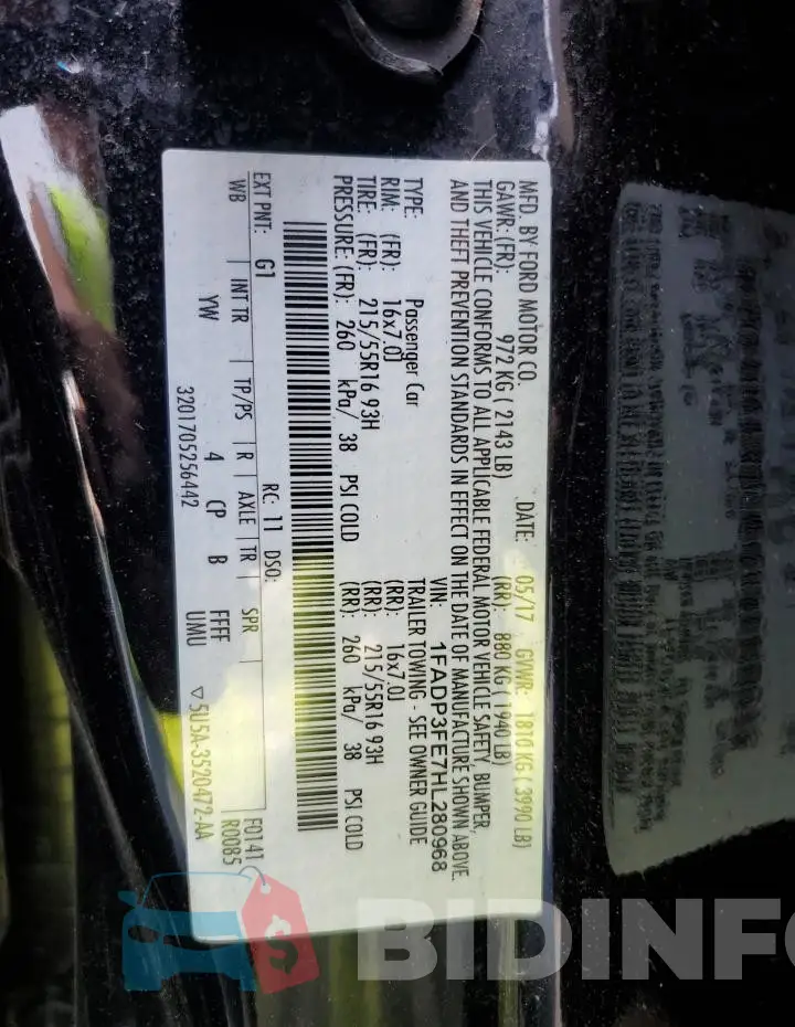 1FADP3FE7HL280968 Photo# 12