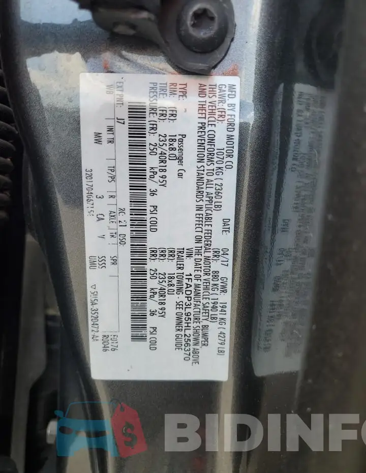 1FADP3L95HL256370 Photo# 12