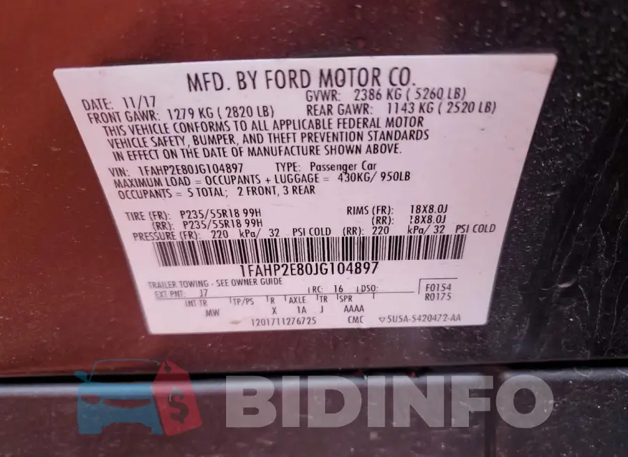1FAHP2E80JG104897 Photo# 12