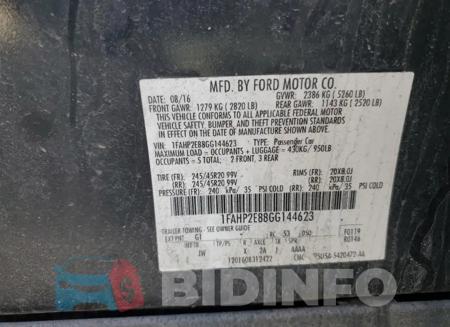 1FAHP2E88GG144623 Photo# 13