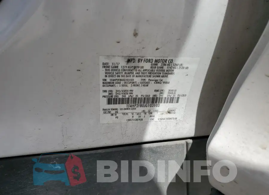 1FAHP2F80JG103103 Photo# 12