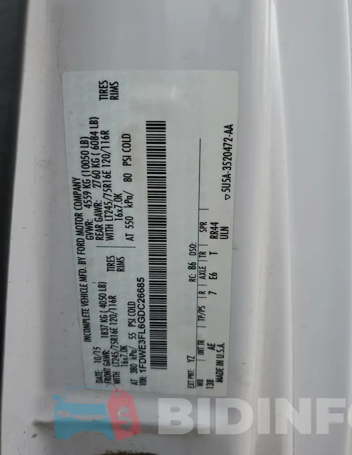 1FDWE3FL6GDC26685 Photo# 12