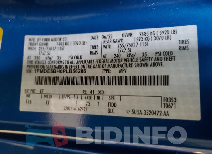1FMDE5BH0PLB56286 Photo# 14