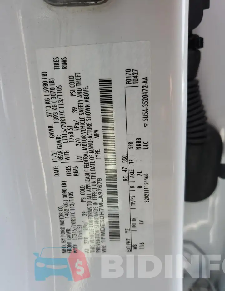 1FMDE5DH7MLA97679 Photo# 13