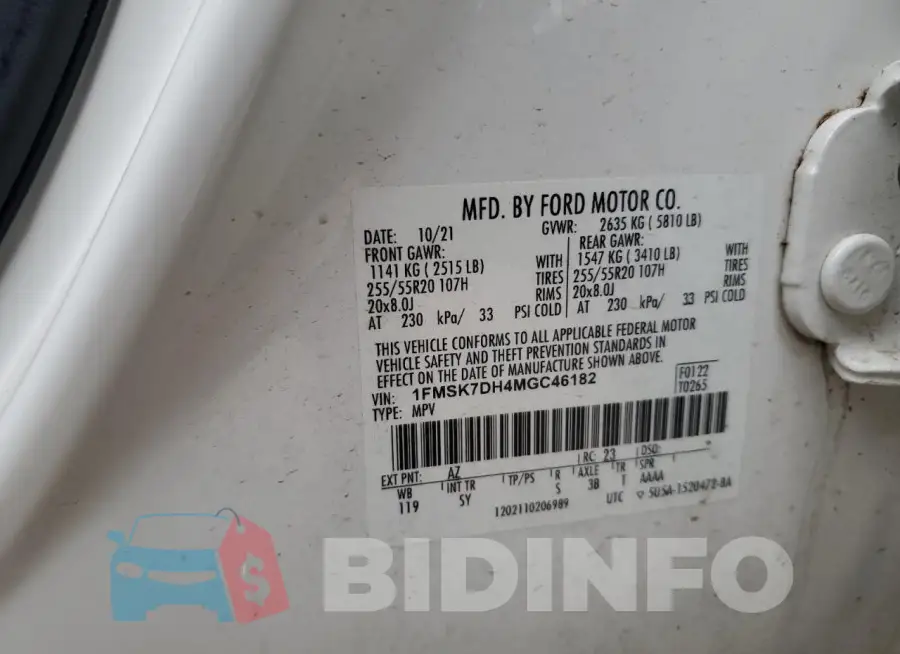 1FMSK7DH4MGC46182 Photo# 14