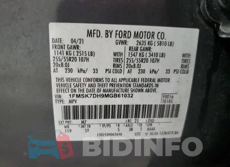 1FMSK7DH9MGB61032 Photo# 13