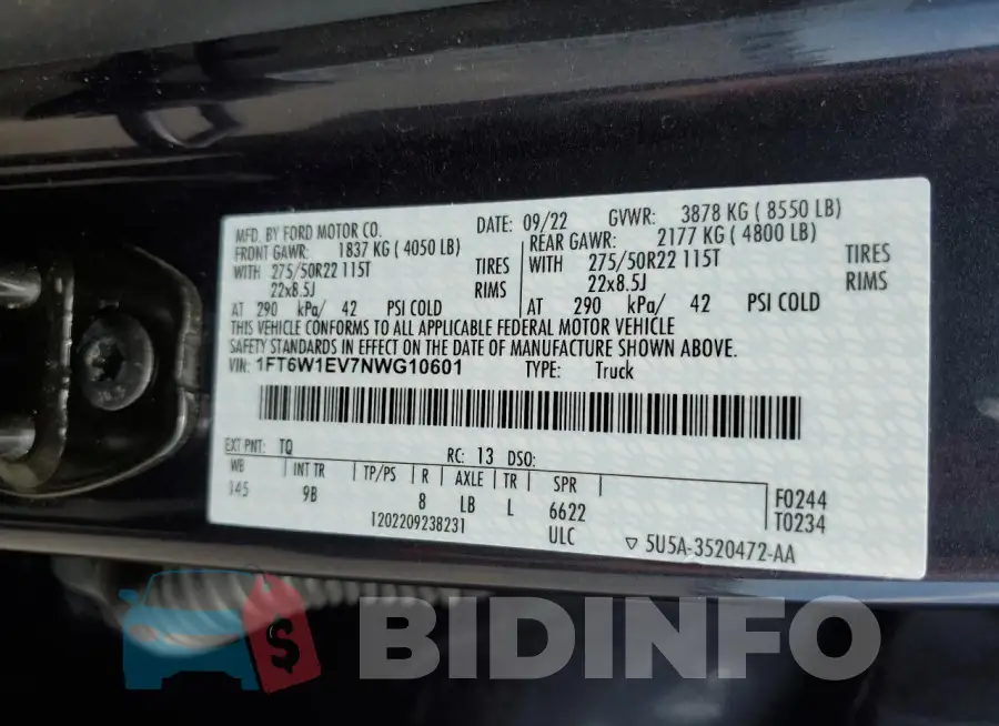 1FT6W1EV7NWG10601 Photo# 12