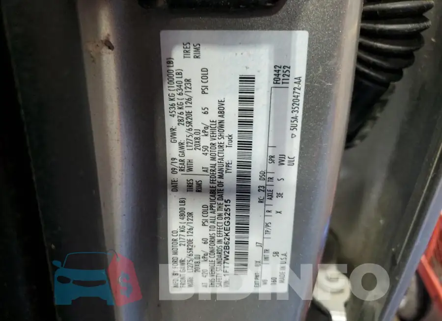 1FT7W2B62KEG32515 Photo# 12