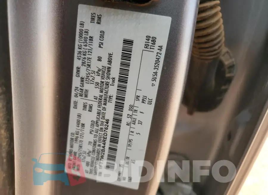 1FT7W2BA4RED76246 Photo# 12
