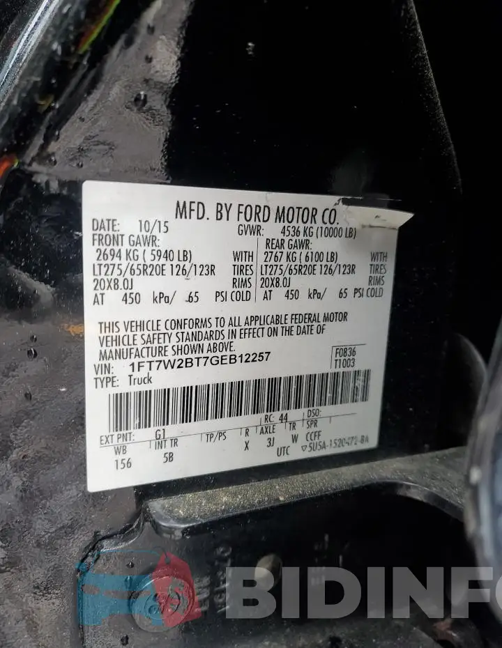 1FT7W2BT7GEB12257 Photo# 10