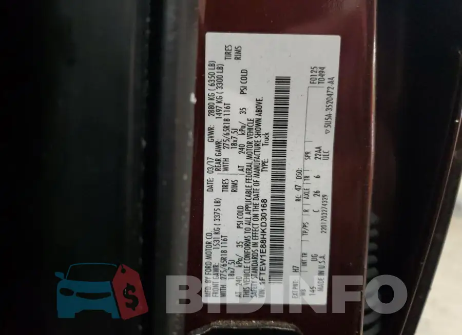 1FTEW1E88HKD30168 Photo# 13