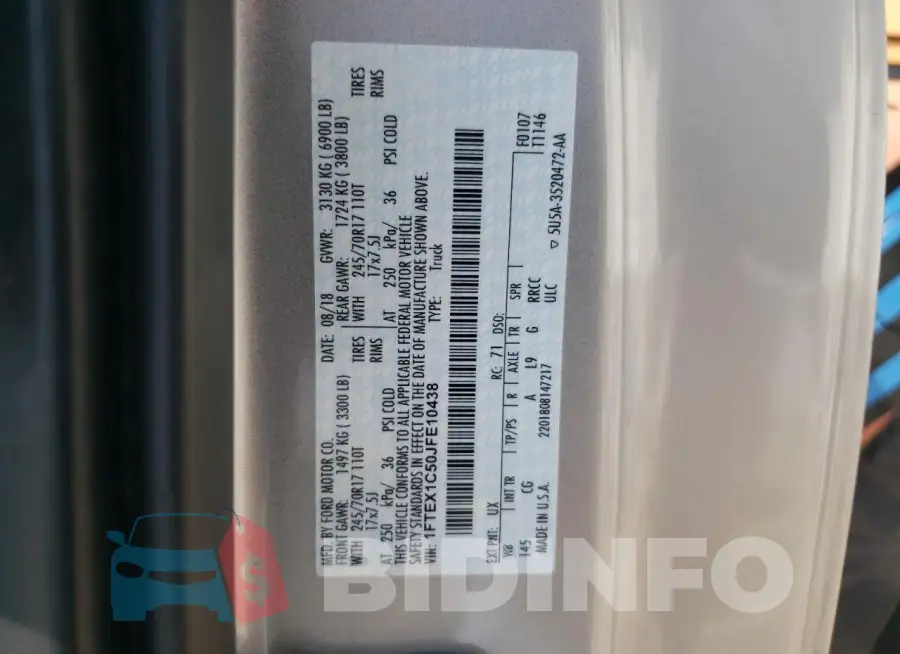 1FTEX1C50JFE10438 Photo# 13