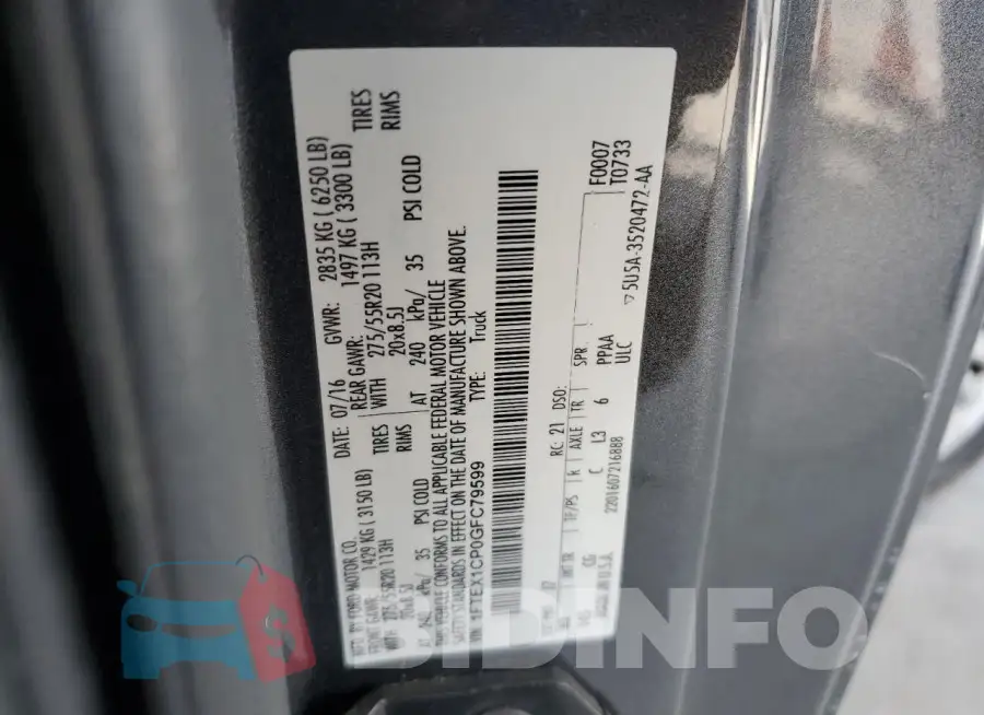 1FTEX1CP0GFC79599 Photo# 12
