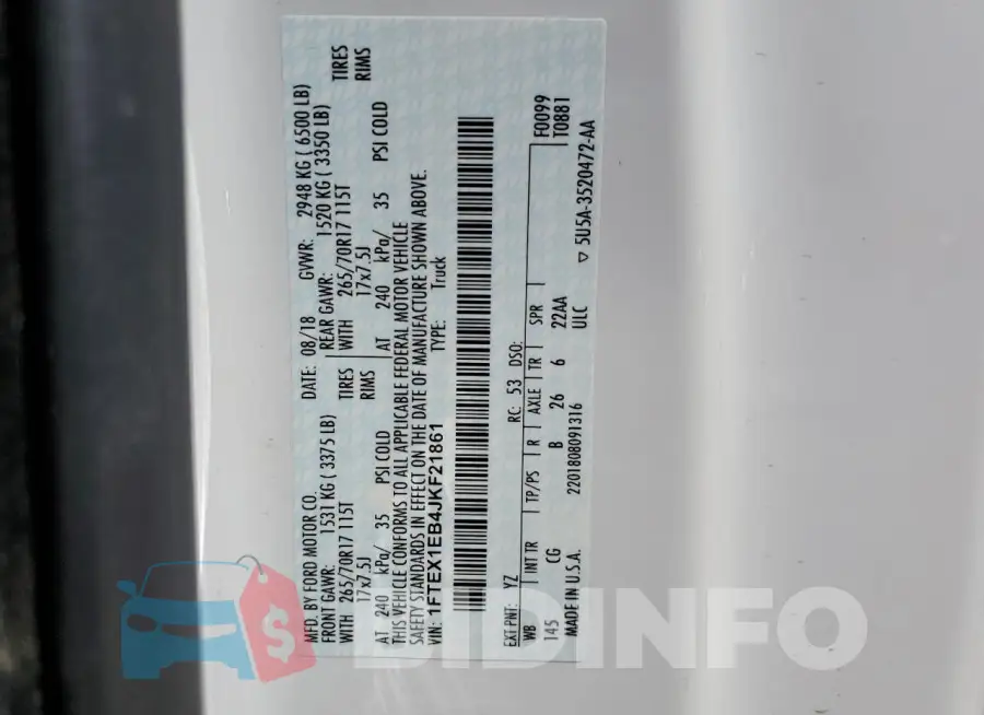 1FTEX1EB4JKF21861 Photo# 12
