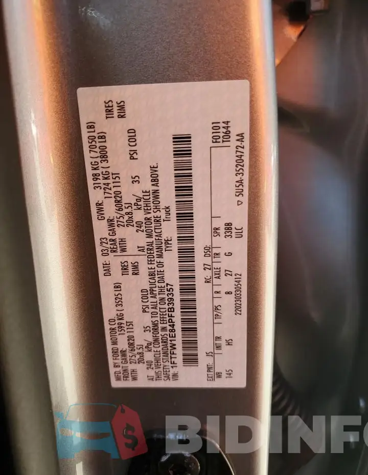 1FTFW1E84PFB39357 Photo# 12
