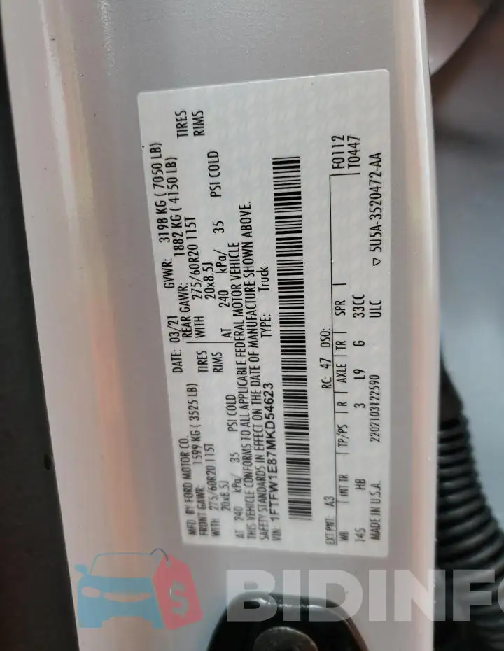 1FTFW1E87MKD54623 Photo# 12