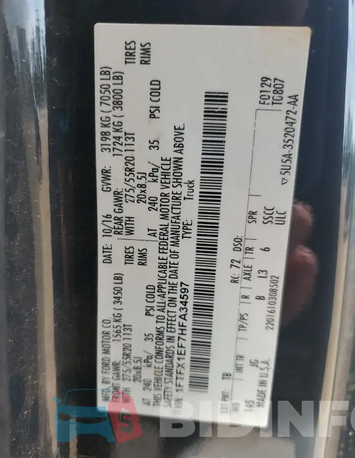 1FTFX1EF7HFA34597 Photo# 12