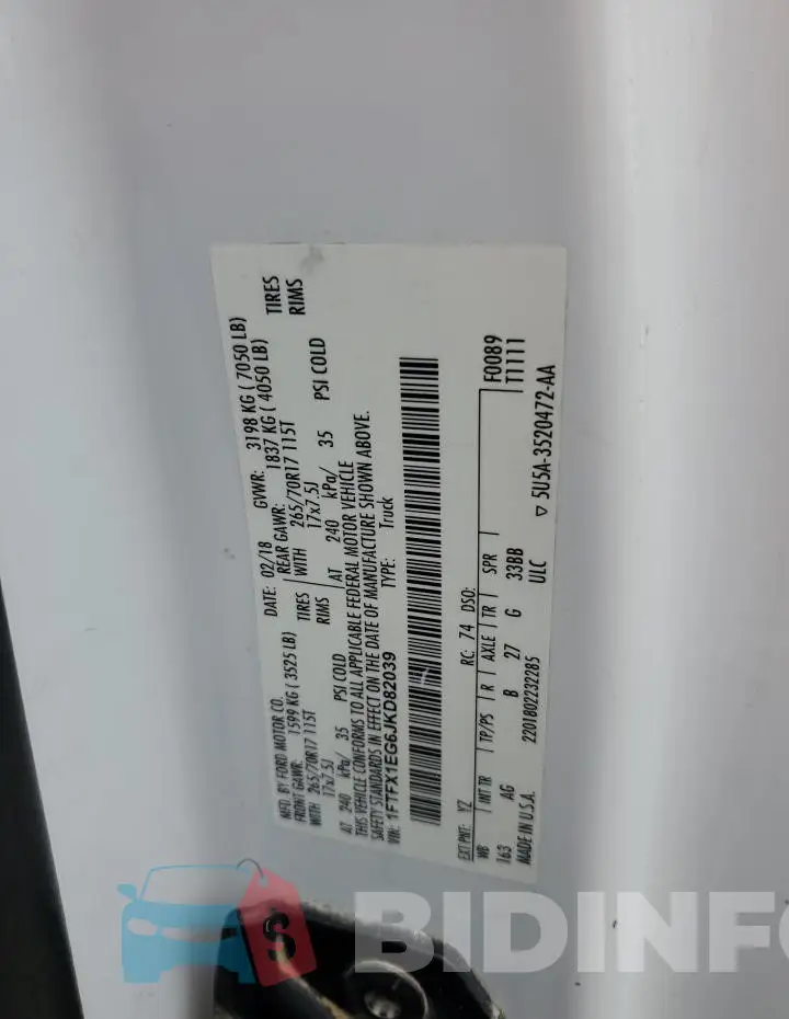 1FTFX1EG6JKD82039 Photo# 12