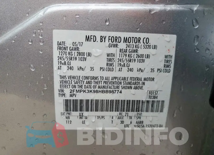 2FMPK3K98HBB98774 Photo# 13