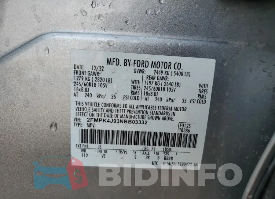2FMPK4J93NBB03332 Photo# 12