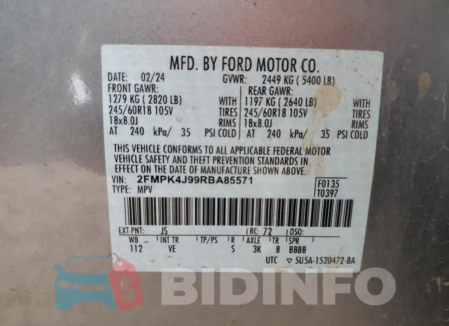 2FMPK4J99RBA85571 Photo# 14
