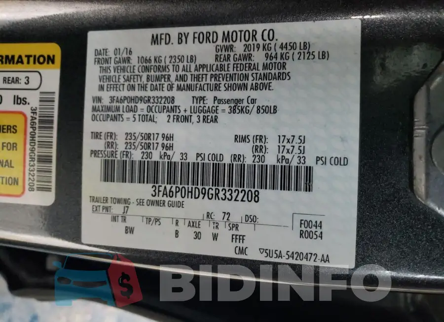 3FA6P0HD9GR332208 Photo# 12