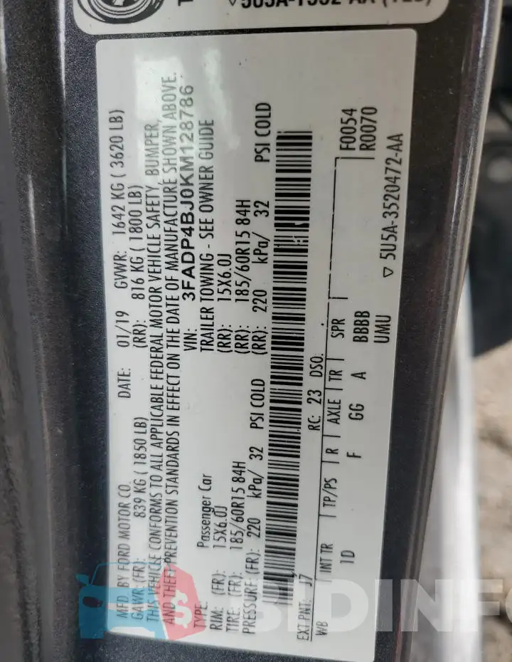 3FADP4BJ0KM128786 Photo# 12